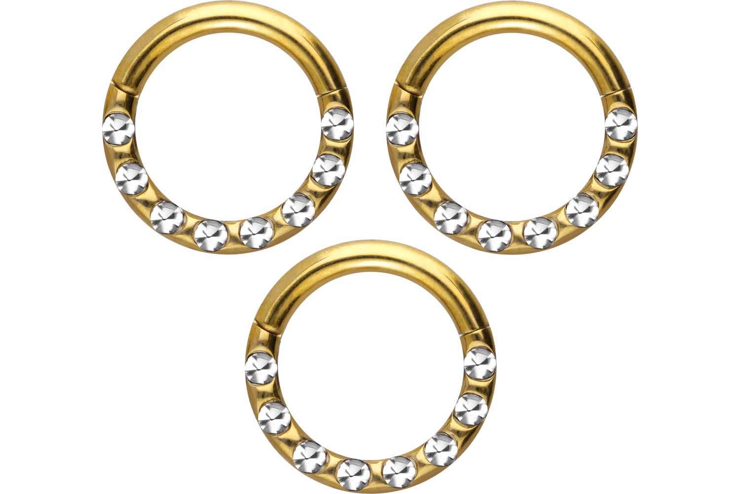 SET Chirurgenstahl Segmentring Clicker Piercing KRISTALLE + EPOXY